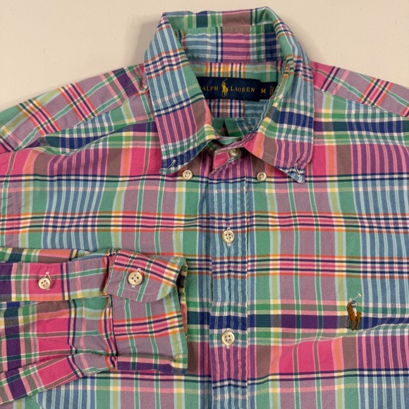 Ralph Lauren Other - Polo Ralph Lauren Button Down Shirt Mens Medium Madras Plaid Cotton Flesh Pony